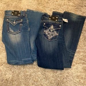 Lot of 2 Miss Me Jeans Boot Brand new 29x34 Mid rise designer logo
